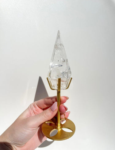 Clear Quartz Diamond on Stand #24 (see video)